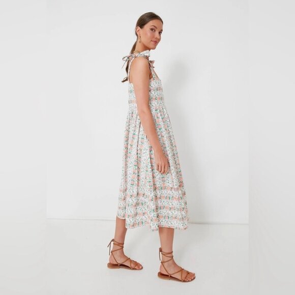 Tuckernuck Floral Midi Dress - White and Pink - Picture 2 of 12